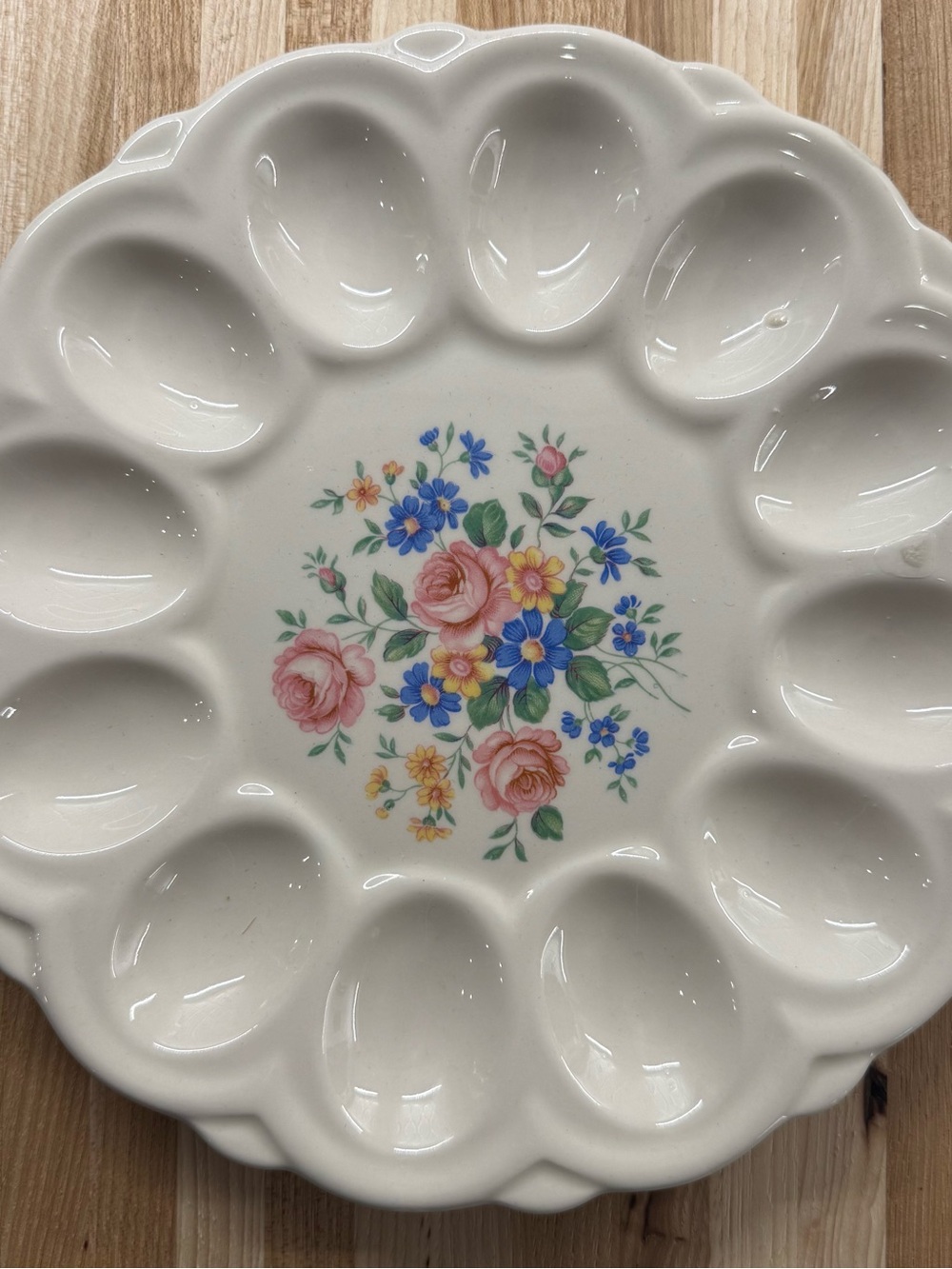 Vintage Floral Deviled Egg Tray, E & R China American Art Ware, Cottagecore